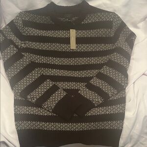 J. Crew Brand New NWT Men's Black and Gray Striped Crewneck Wool Sweater Sz Sm